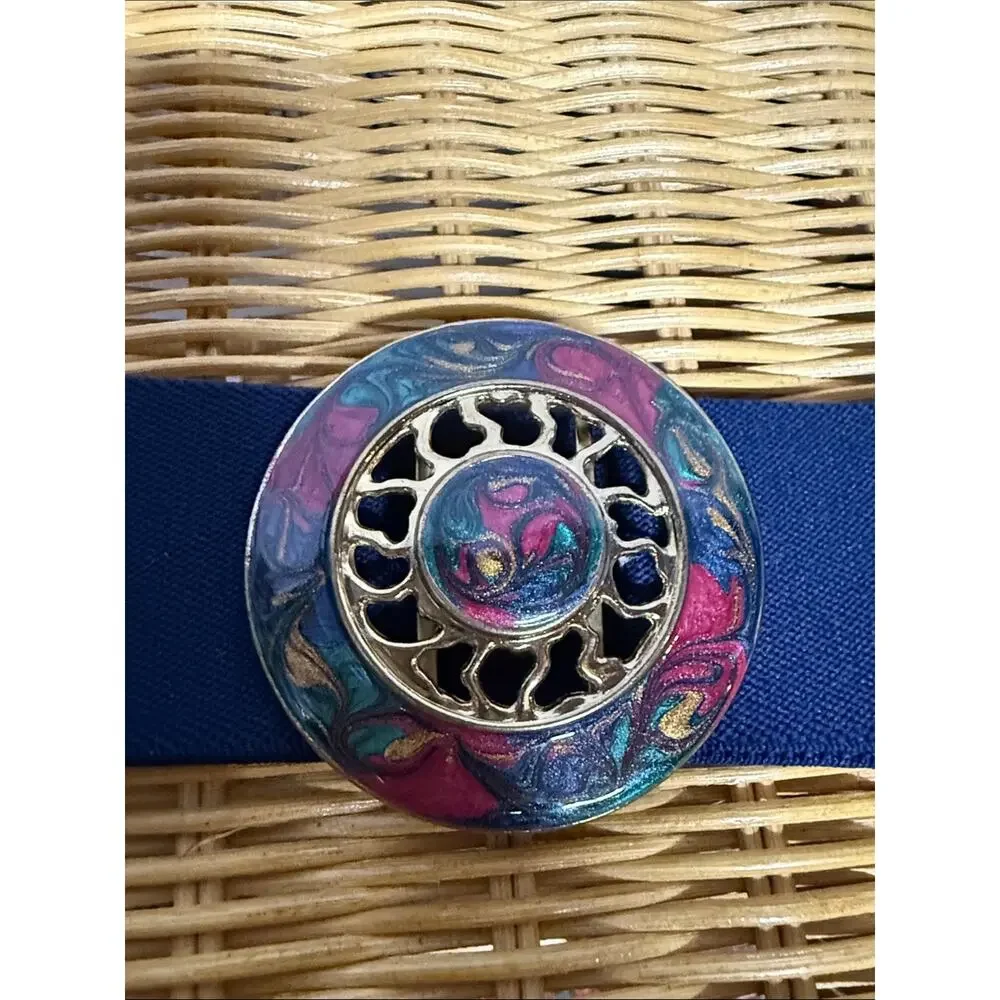 Vintage Stretch Belt with Enamel Hook Buckle